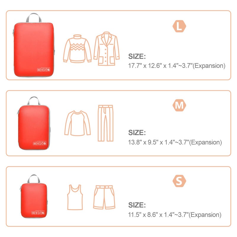 Cambond Compression Packing Cubes for Travel - 4 Pack Lightweight Expandable Luggage Packing Organizers Travel Essentials Accessories Bags Compression Cubes Space Saver for Carry on Suitcases, Red - Image 2